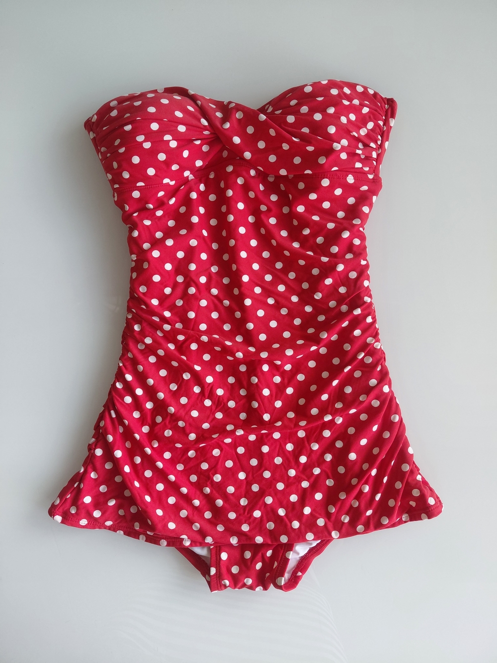 Ann Taylor Red with White Polka Dot One-Piece Swim Suit